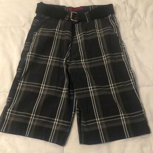 Montage big boy long walking shorts with belt size 12 black plaid
